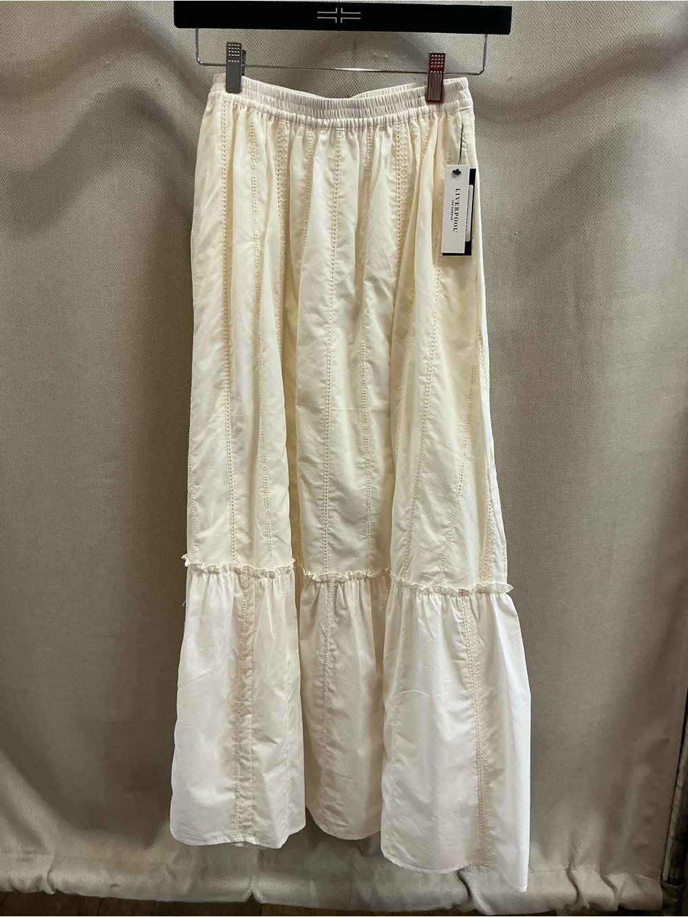 Liverpool Tiered Woven Maxi Skirt Cream